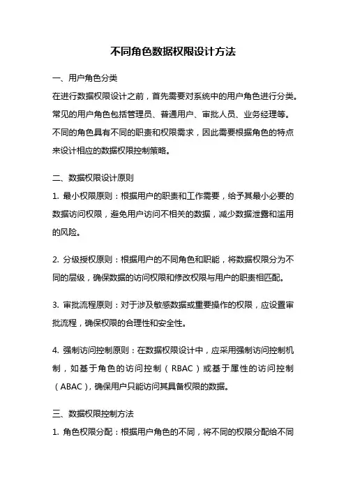 不同角色数据权限设计方法