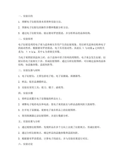 电子射线衍射实验报告
