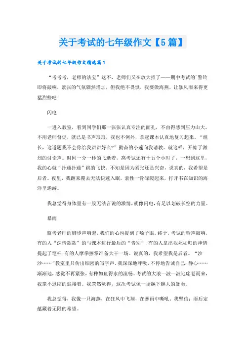 关于考试的七年级作文【5篇】