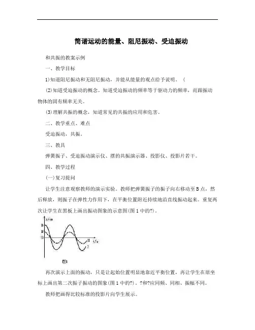 简谐运动的能量、阻尼振动、受迫振动
