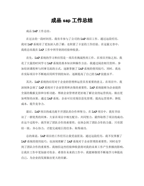 成品sap工作总结