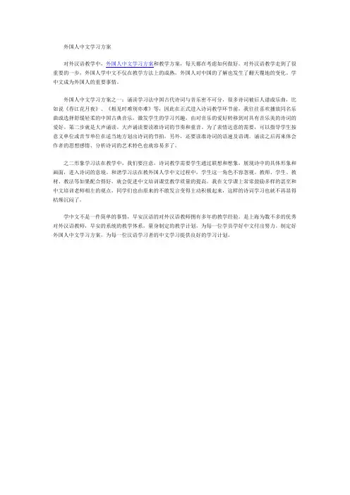 外国人中文学习方案