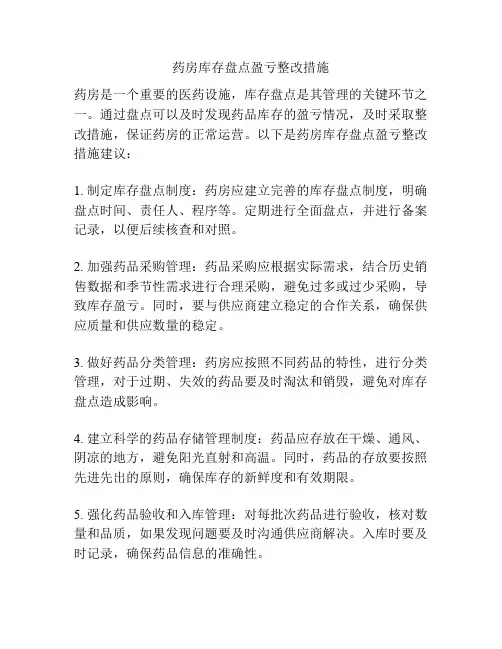 药房库存盘点盈亏整改措施
