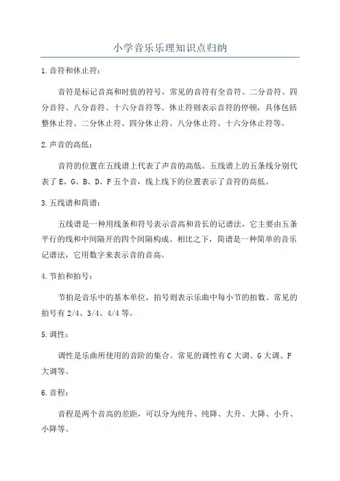 小学音乐乐理知识点归纳