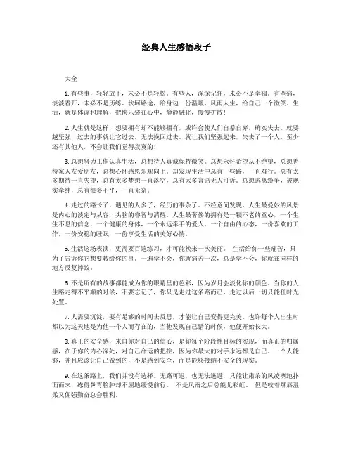 经典人生感悟段子