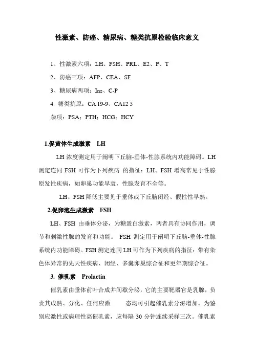 性激素、防癌、糖尿病、糖类抗原检验临床意义