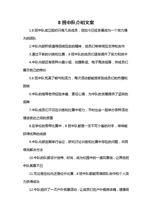 8班中队介绍文案-概述说明以及解释