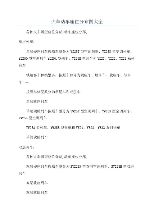 火车动车座位分布图大全