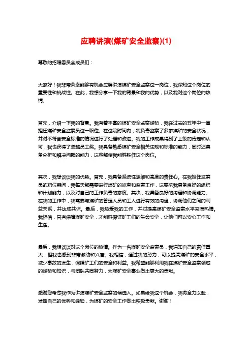 应聘讲演(煤矿安全监察)(1)