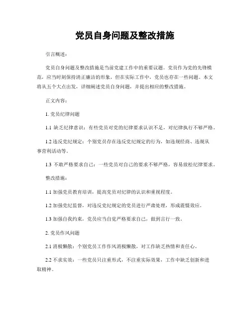 党员自身问题及整改措施