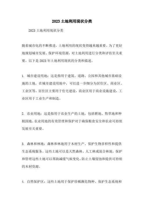 2023土地利用现状分类