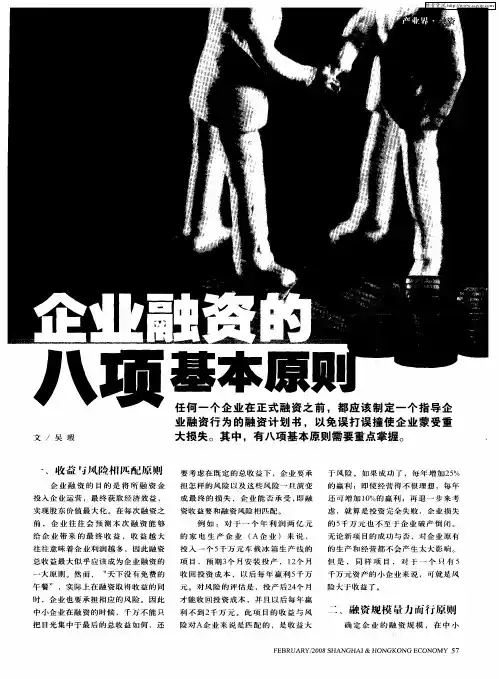 企业融资的八项基本原则