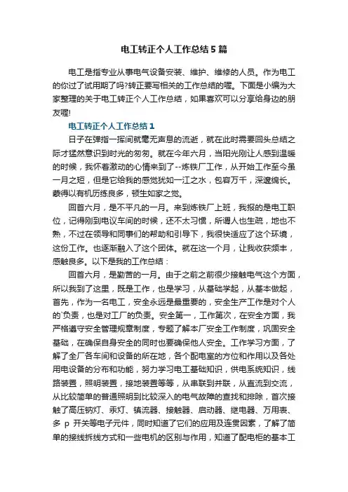 电工转正个人工作总结5篇