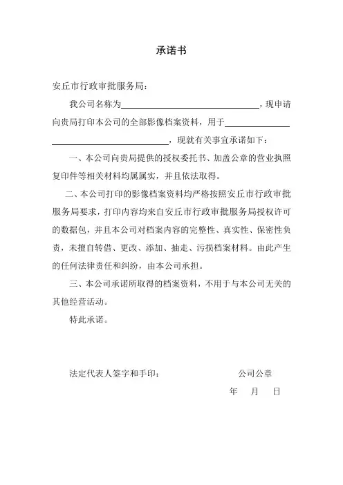 企业档案查询承诺书