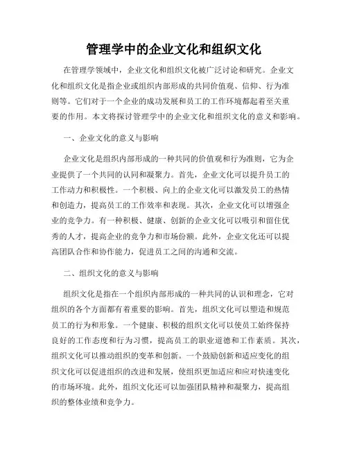 管理学中的企业文化和组织文化
