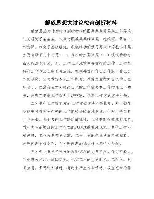 解放思想大讨论检查剖析材料