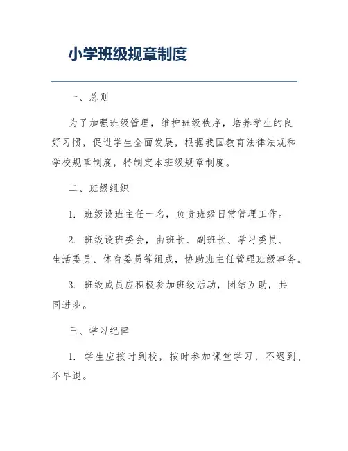 小学班级规章制度