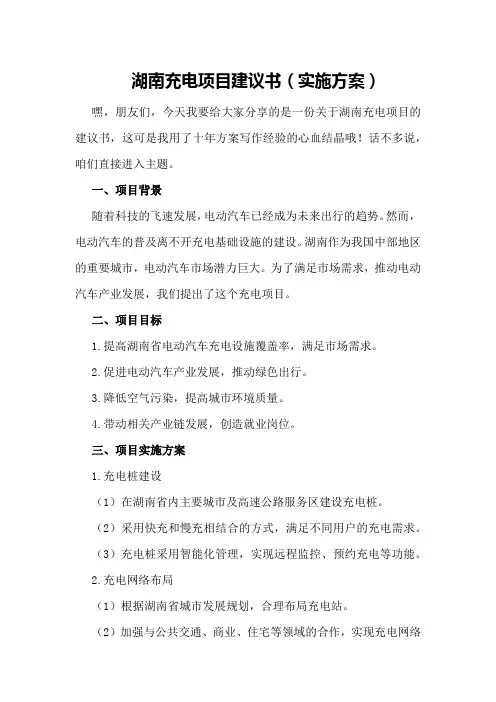 湖南充电项目建议书