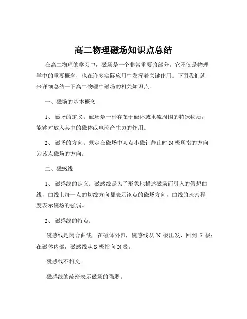 高二物理磁场知识点总结