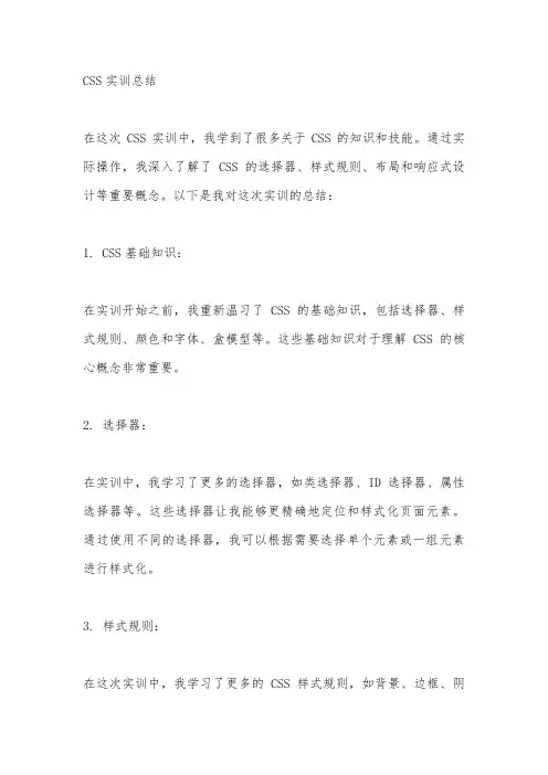 css实训总结