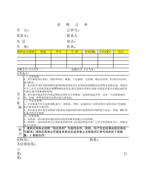 采购订单范本