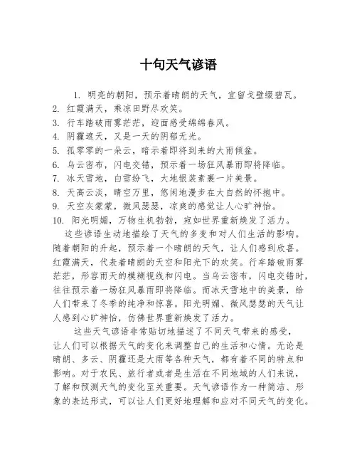 十句天气谚语