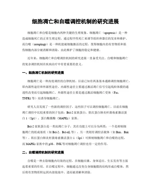 细胞凋亡和自噬调控机制的研究进展
