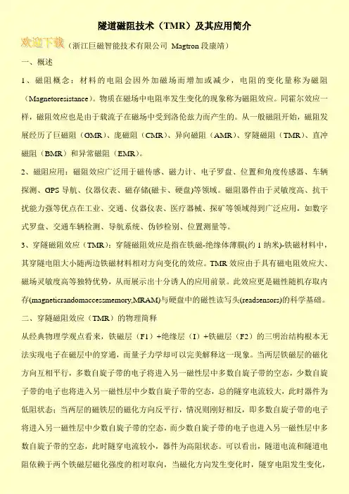 隧道磁阻技术(TMR)及其应用简介