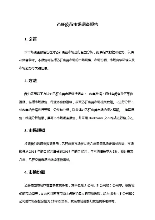 2024年乙肝疫苗市场调查报告