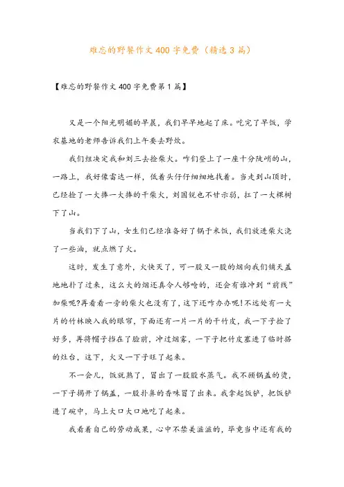 难忘的野餐作文400字免费(精选3篇)
