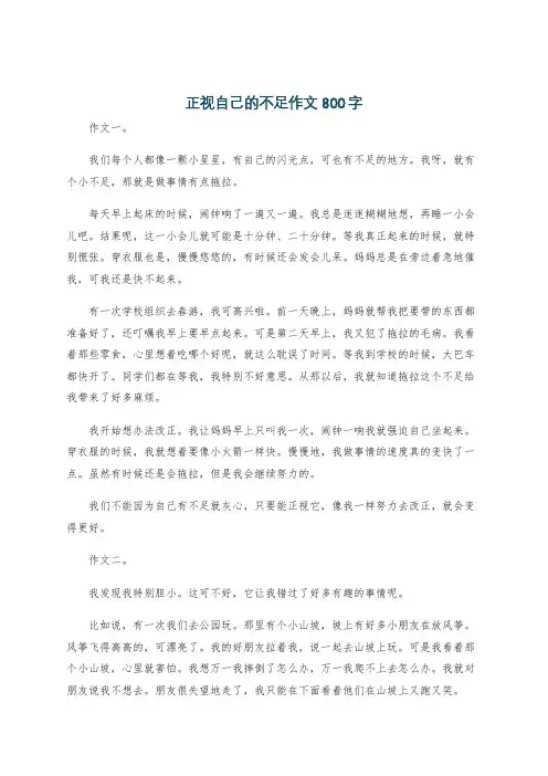 正视自己的不足作文800字