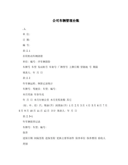 公司车辆管理台账