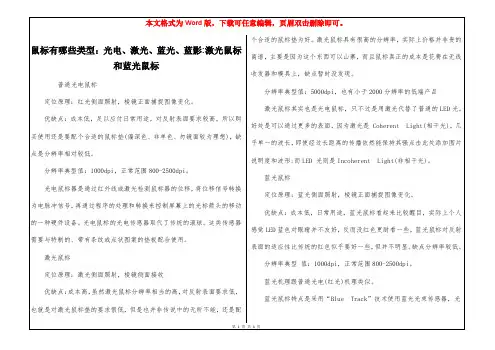 鼠标有哪些类型：光电、激光、蓝光、蓝影-激光鼠标和蓝光鼠标