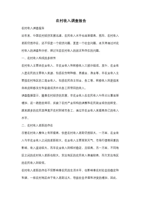 农村收入调查报告