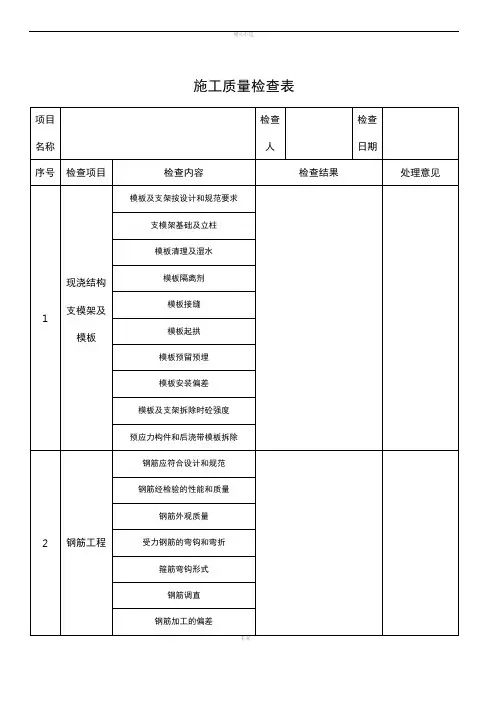施工质量检查表