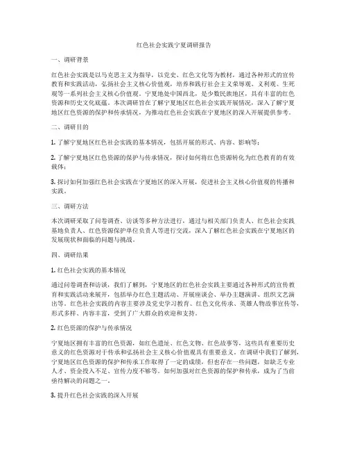 红色社会实践宁夏调研报告