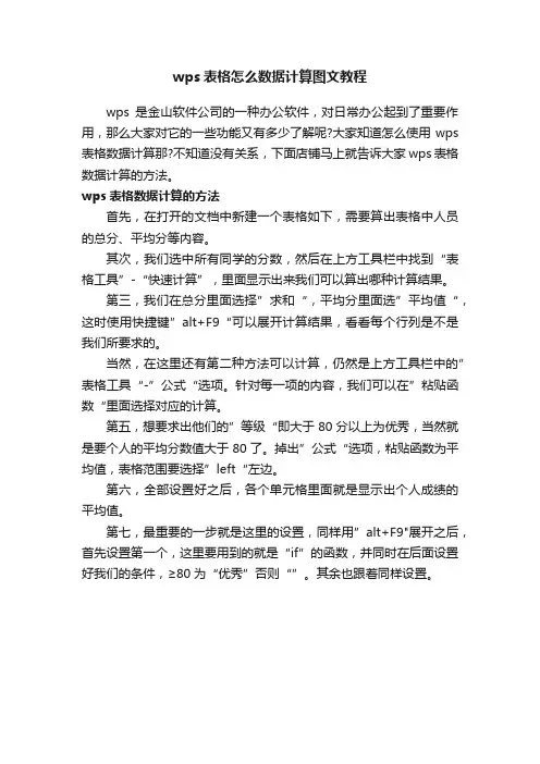 wps表格怎么数据计算图文教程
