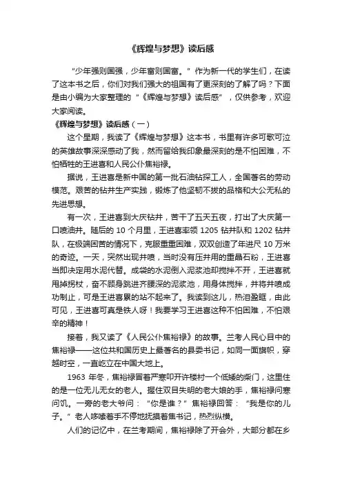 《辉煌与梦想》读后感