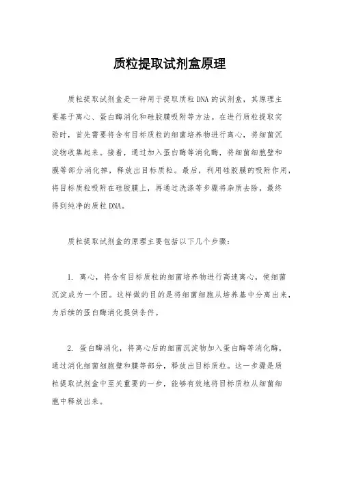 质粒提取试剂盒原理