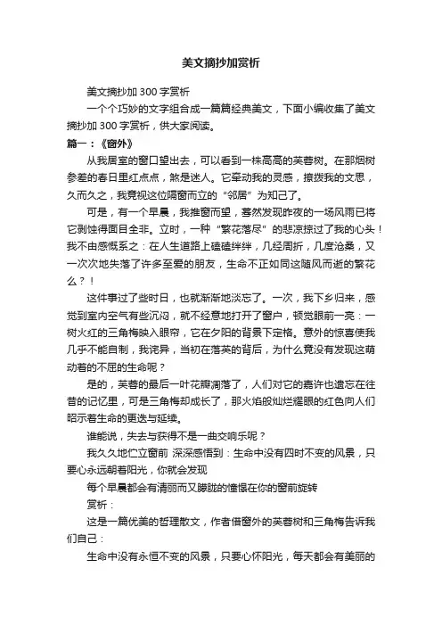 美文摘抄加300字赏析