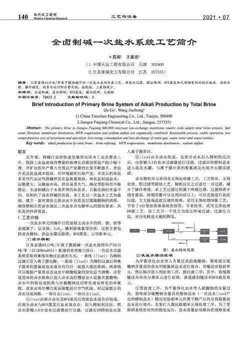 全卤制碱一次盐水系统工艺简介