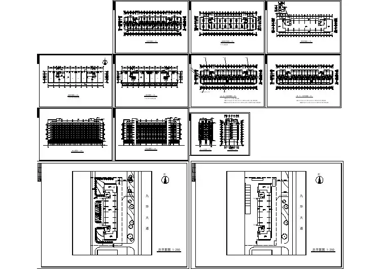 某小区10层框混结构商住楼建筑设计CAD图纸（1-2层商用）