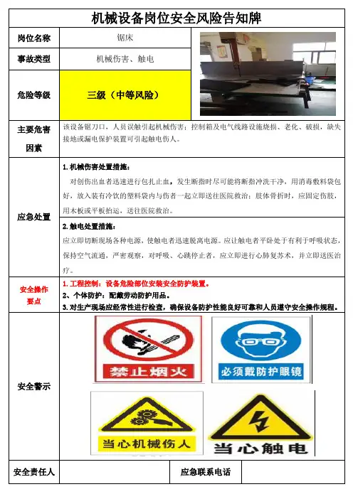 1锯床安全风险告卡