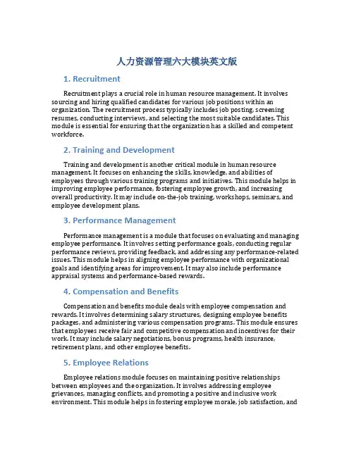 人力资源管理六大模块英文版