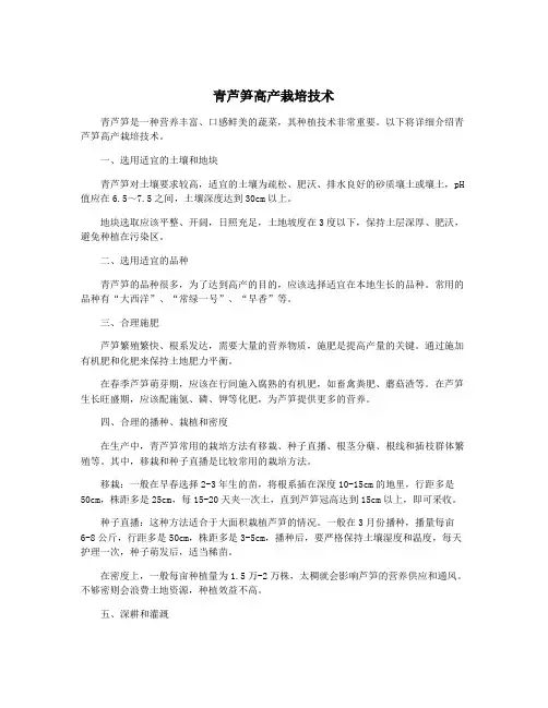 青芦笋高产栽培技术