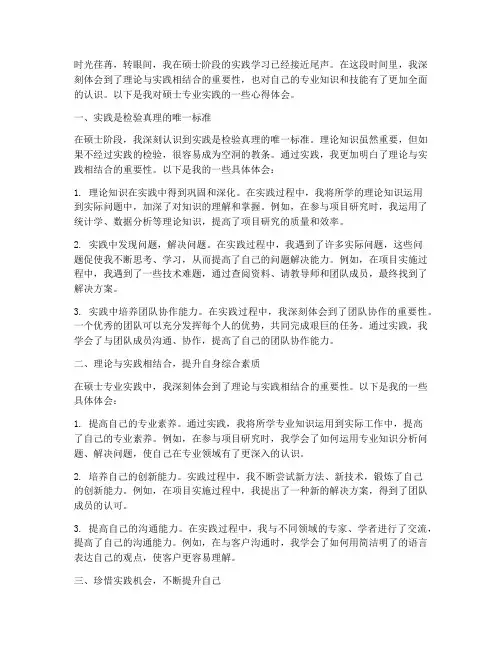 硕士专业实践心得体会