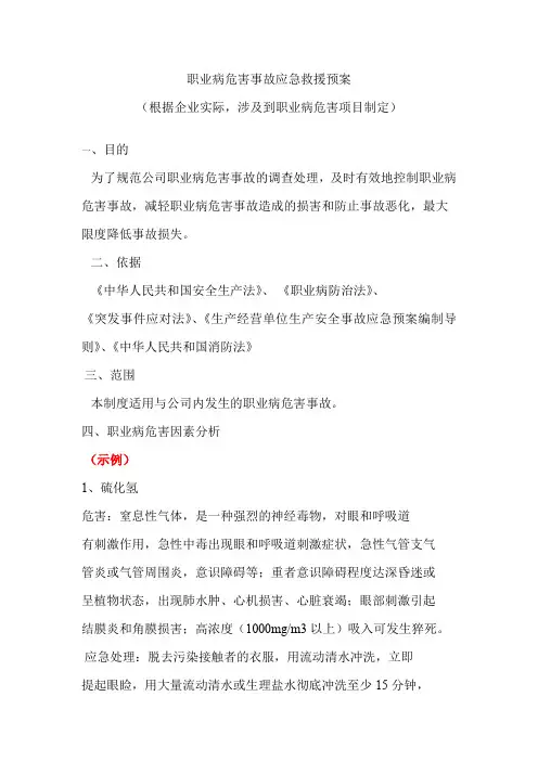 职业病危害事故应急救援预案