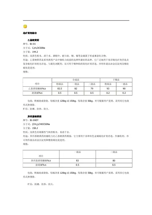 选矿药剂综合