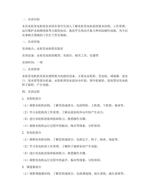 水轮发电机组实训报告