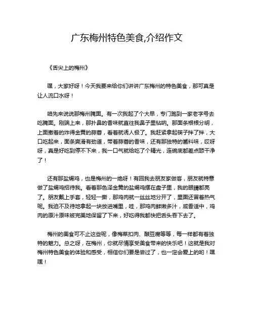 广东梅州特色美食,介绍作文